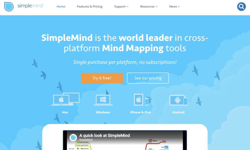 SimpleMindのサービス紹介画面