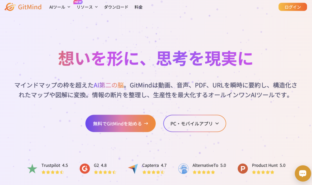 GitMindのサービス紹介画面