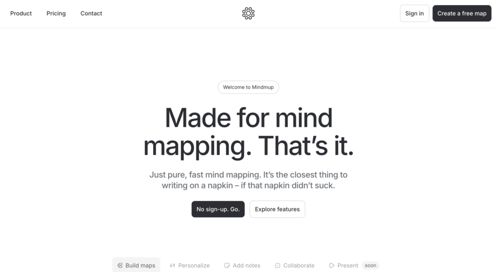 MindMupのサービス紹介画面