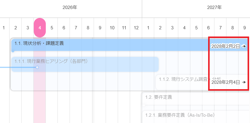 期間変更時の期間表示